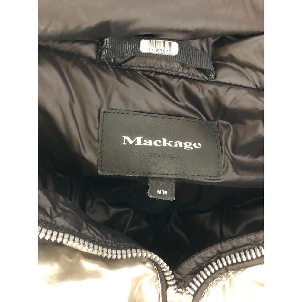 Mackage Mini Houndstooth Jacket Puffer Metallic Silver Black M - Picture 5 of 12